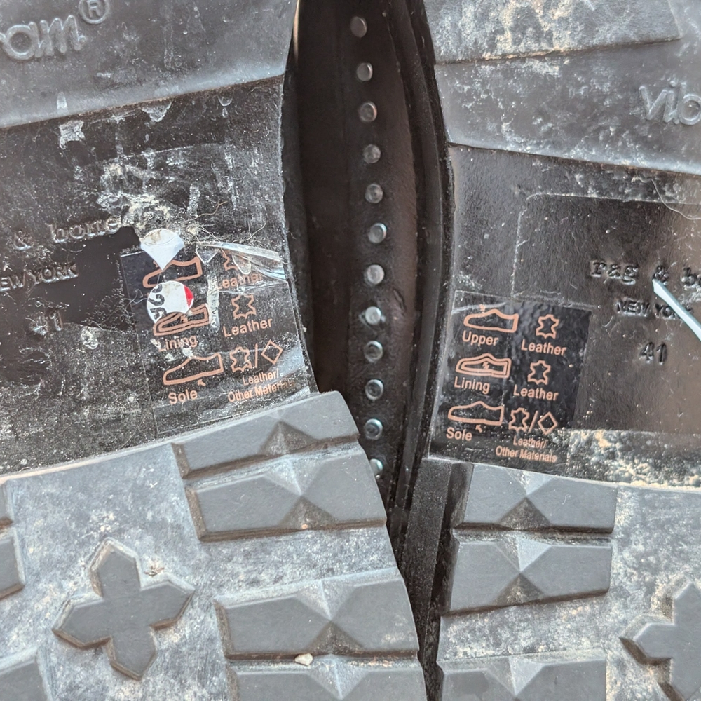 rag & bone Black Leather Lug-Sole Combat Boots with Stud Trim - Picture 8 of 8